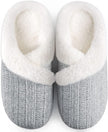 Women’s Fuzzy Memory Foam House Slippers – Indoor Outdoor Cozy Knit Slip-On with Plush Lining & Anti-Skid Rubber Sole