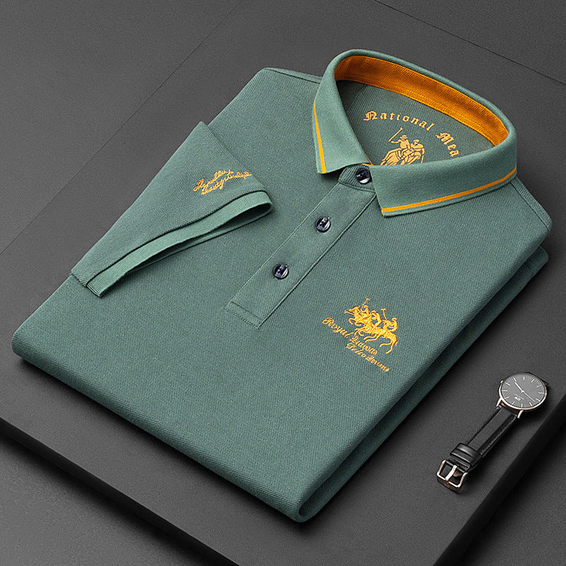 Nameria Loose Fit Embroidered Mercerized Cotton Blend Polo Shirt