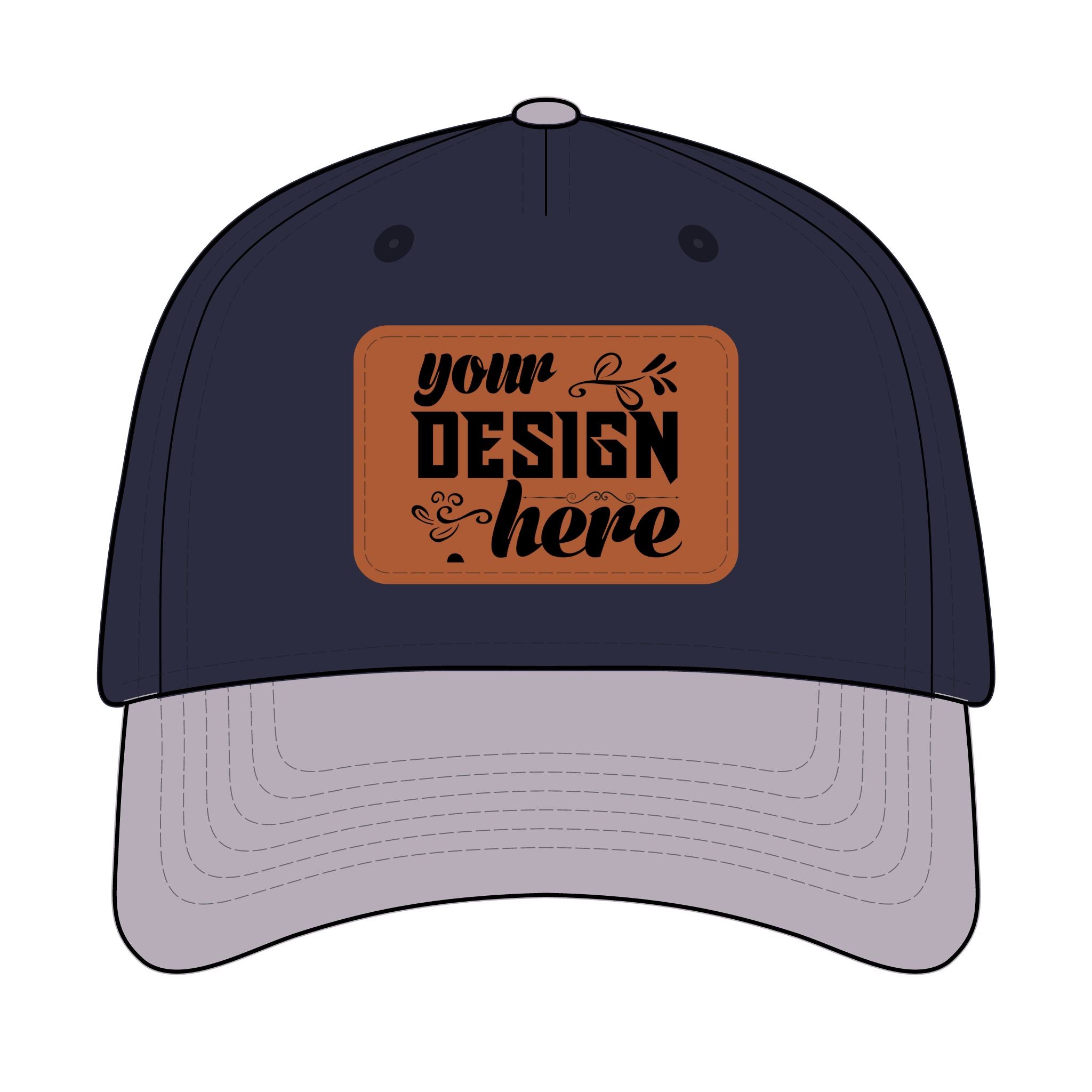 Customizable OTTO 31-069 Mid Profile Cap with PU Leather Patch Front