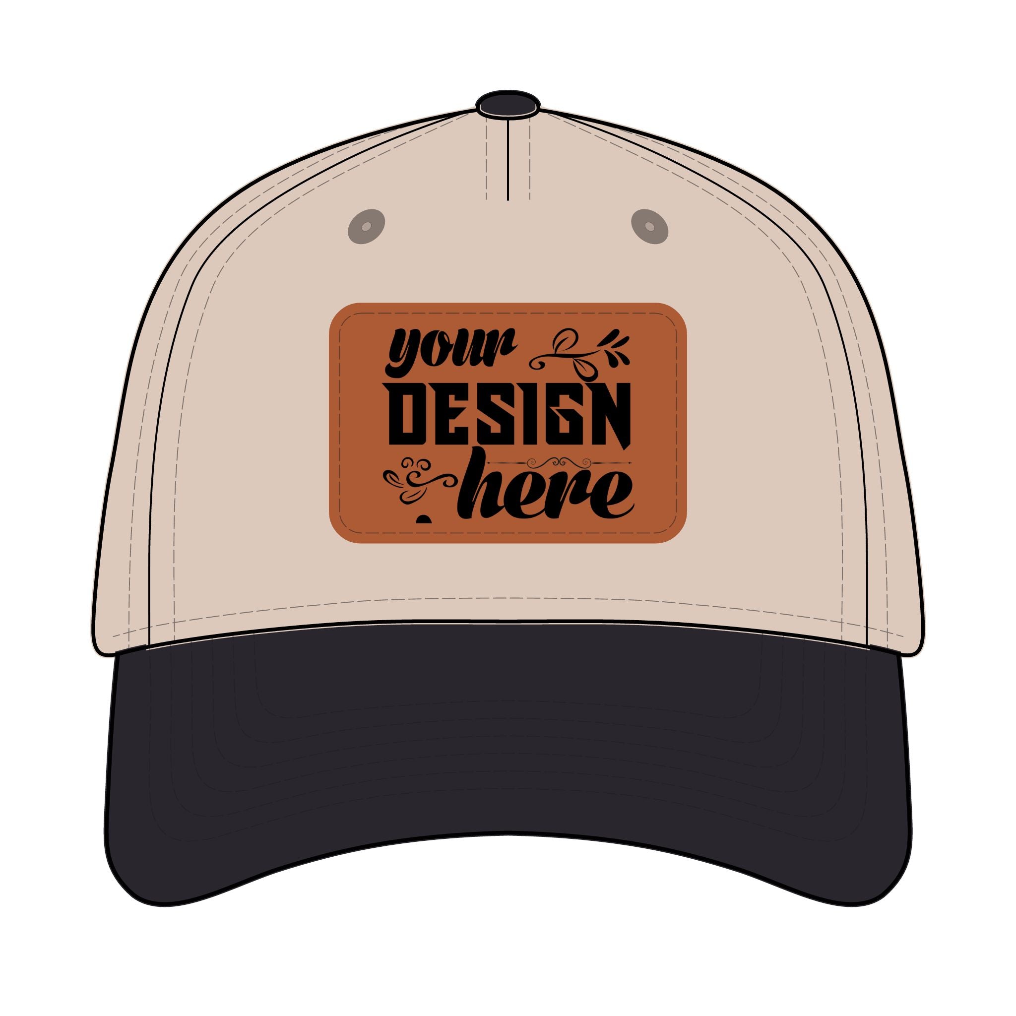 Customizable OTTO 31-069 Mid Profile Cap with PU Leather Patch Front