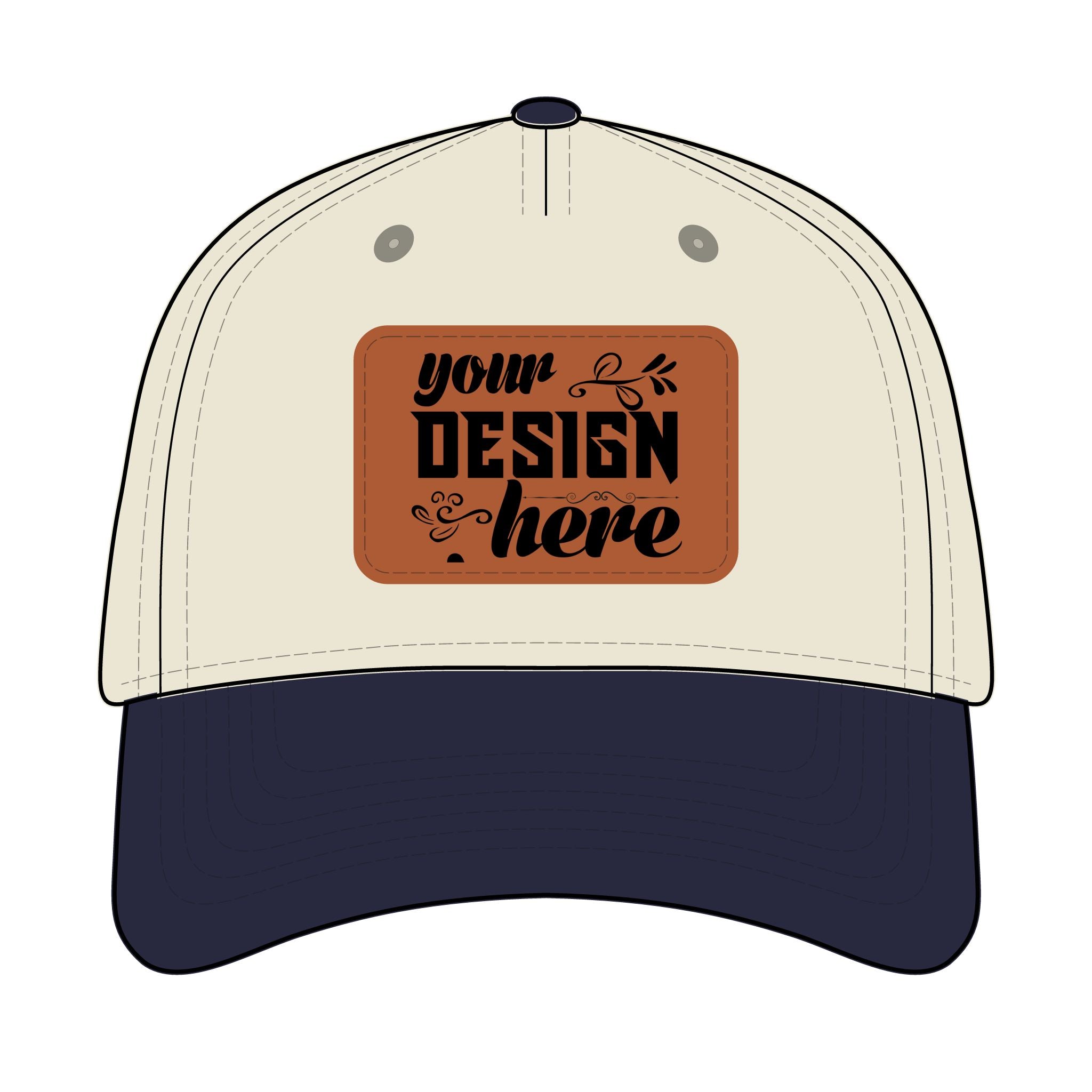 Customizable OTTO 31-069 Mid Profile Cap with PU Leather Patch Front