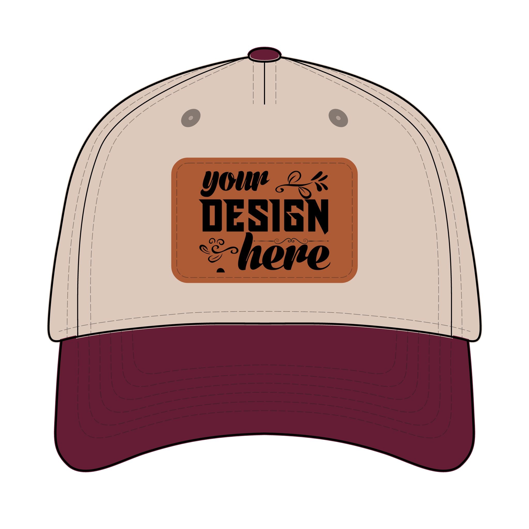 Customizable OTTO 31-069 Mid Profile Cap with PU Leather Patch Front