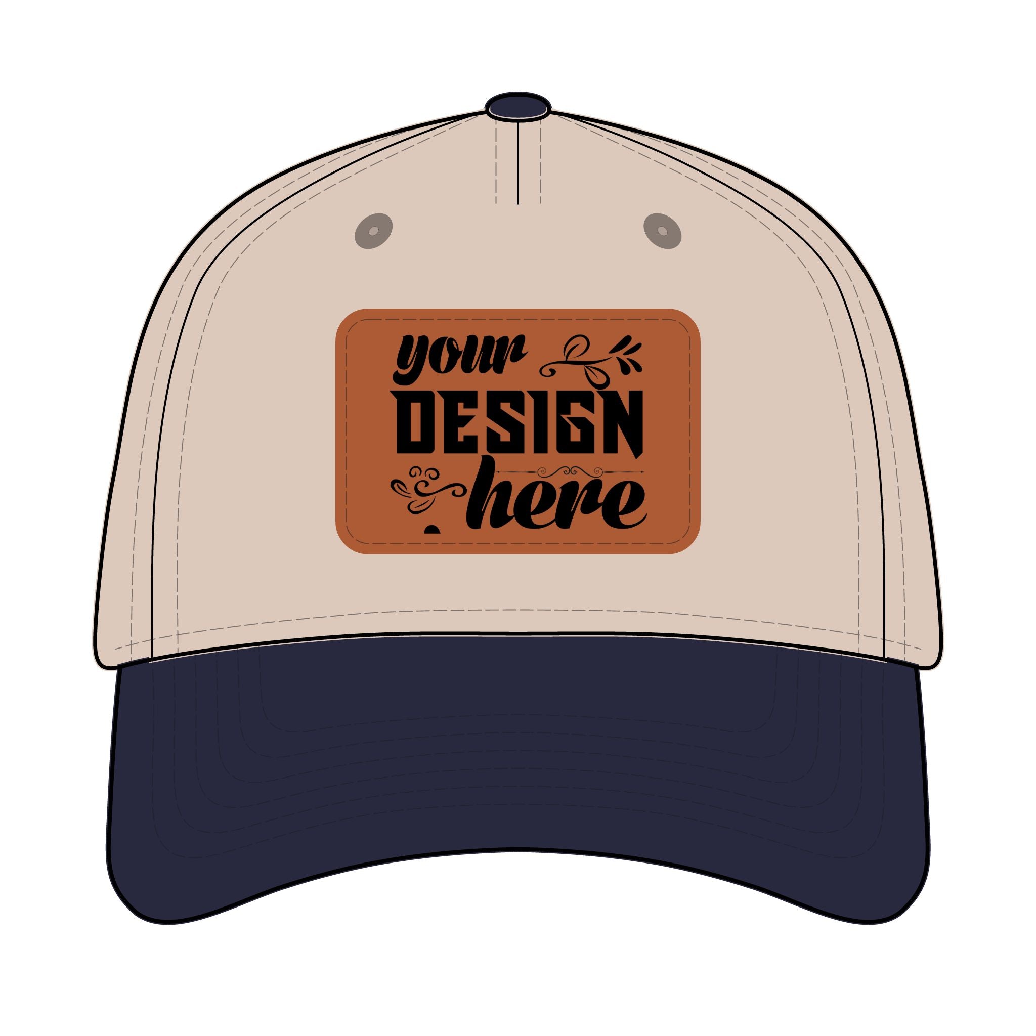 Customizable OTTO 31-069 Mid Profile Cap with PU Leather Patch Front