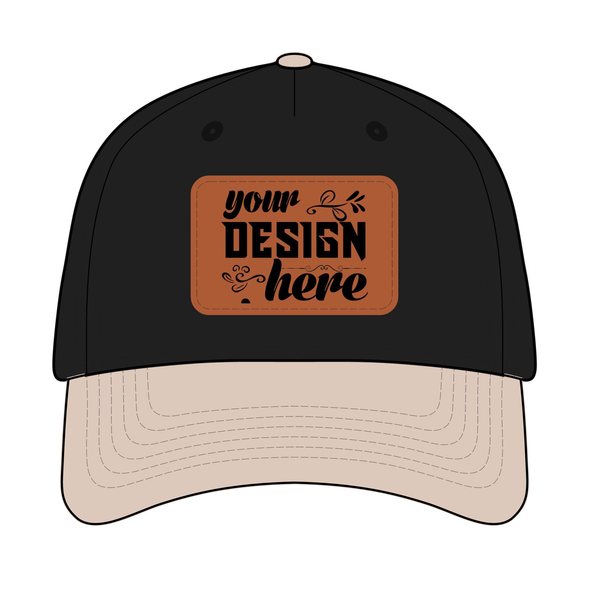 Customizable OTTO 31-069 Mid Profile Cap with PU Leather Patch Front