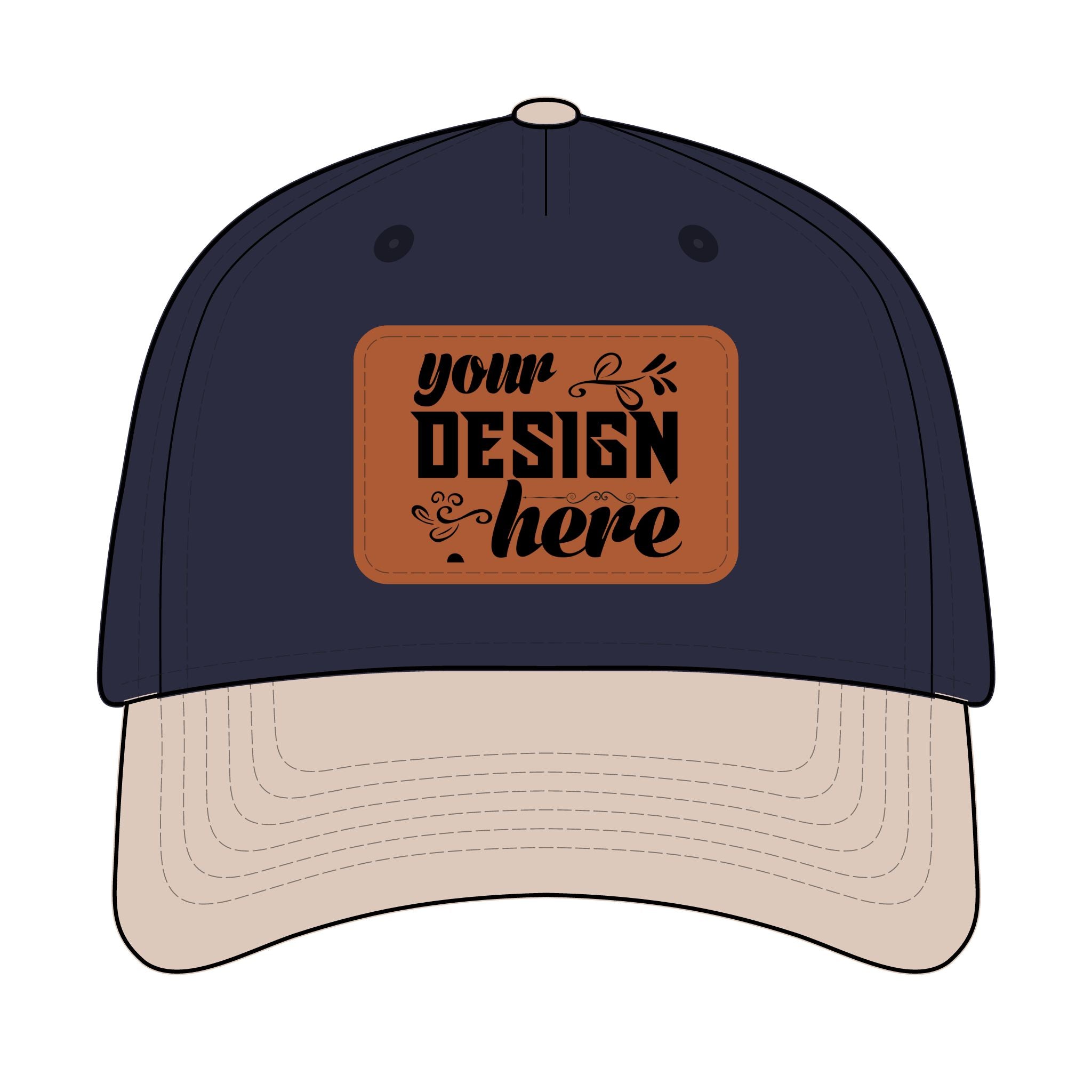 Customizable OTTO 31-069 Mid Profile Cap with PU Leather Patch Front