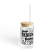Customizable 16oz Tempered Glass Sipper with Optional Bamboo Lid Straw