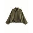 Nameria Suede Textured Lapel Bomber Jacket
