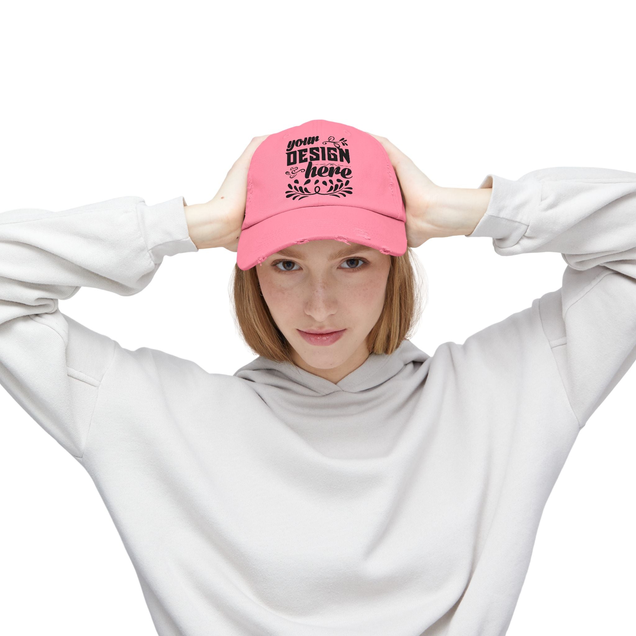 Customizable District DT600 Distressed Cotton Cap for Personalized Style