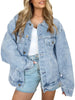 Nameria Womens Oversized Denim Jacket Long Sleeve