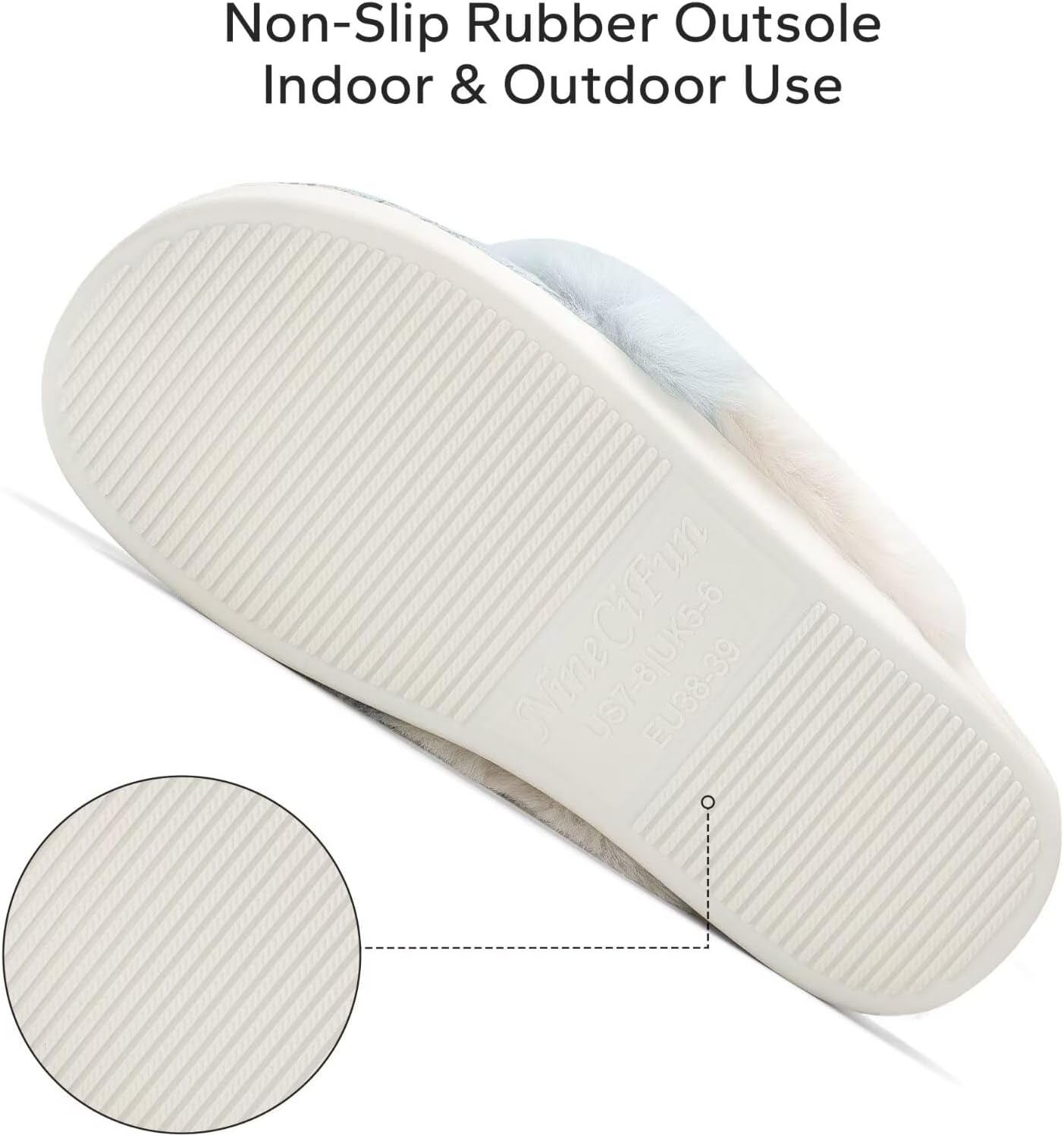 Women'S Two-Tone Fuzzy Collar House Slippers Memory Foam Plush Faux Fur Lining