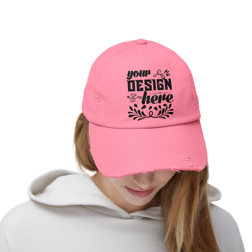 Customizable District DT600 Distressed Cotton Cap for Personalized Style