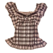 Nameria Striped Bow Front Puff Sleeve Top