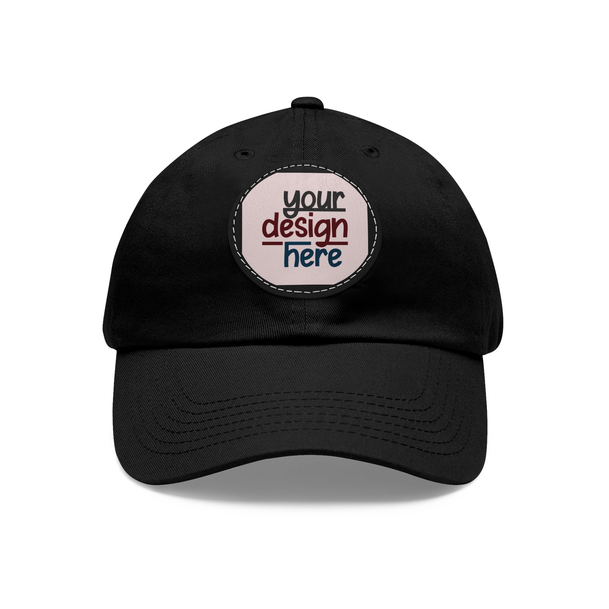 Customizable ValuCap VC300A Dad Hat with Round PU Leather Patch Front