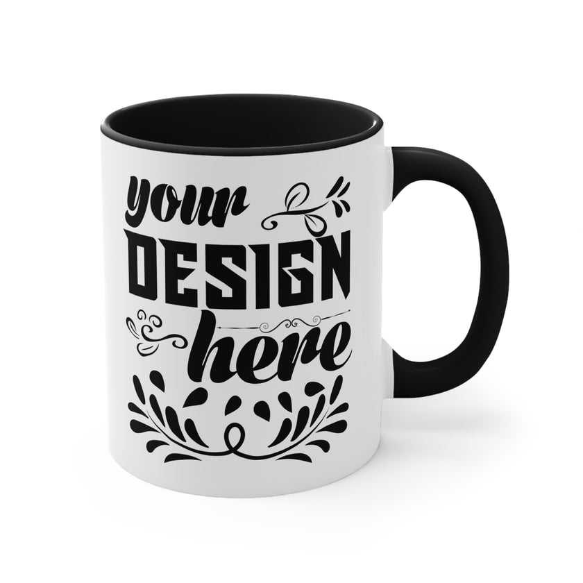 Customizable Accent Ceramic Mug 11oz 15oz Colored Interior and Handle