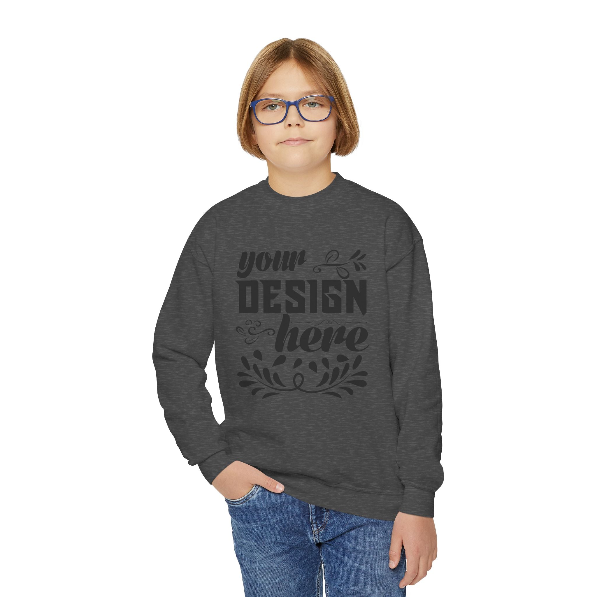 Customizable Gildan 18000B Youth Heavy Blend Crewneck Sweatshirt