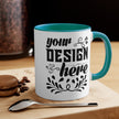Customizable 11oz Accent Ceramic Mug with Colored Interior and Handle