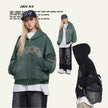 Nameria Unisex Embroidered Letter Zip Hoodie Suede Touch Loose Fit