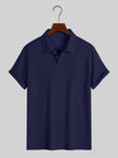 Nameria Men's Lapel Rhombic Knit Short Sleeve Polo