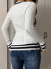 Nameria Striped V-neck Long Sleeve Knit Sweater Slim Fit