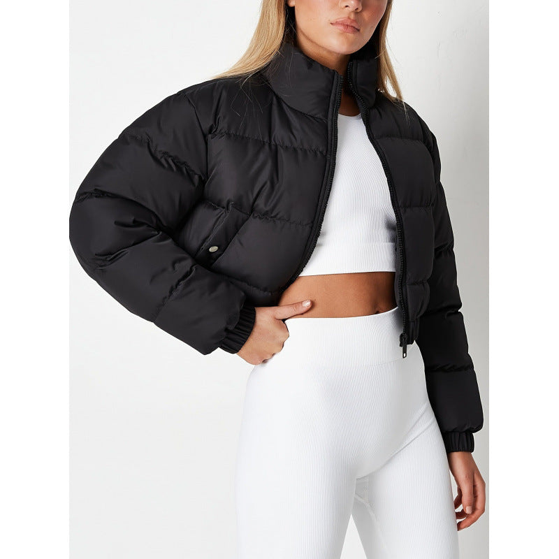 Nameria Womens Off-Shoulder Quilted Down Jacket With Fur Collar