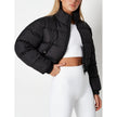 Nameria Womens Off-Shoulder Quilted Down Jacket With Fur Collar
