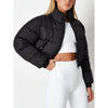 Nameria Womens Off-Shoulder Quilted Down Jacket With Fur Collar