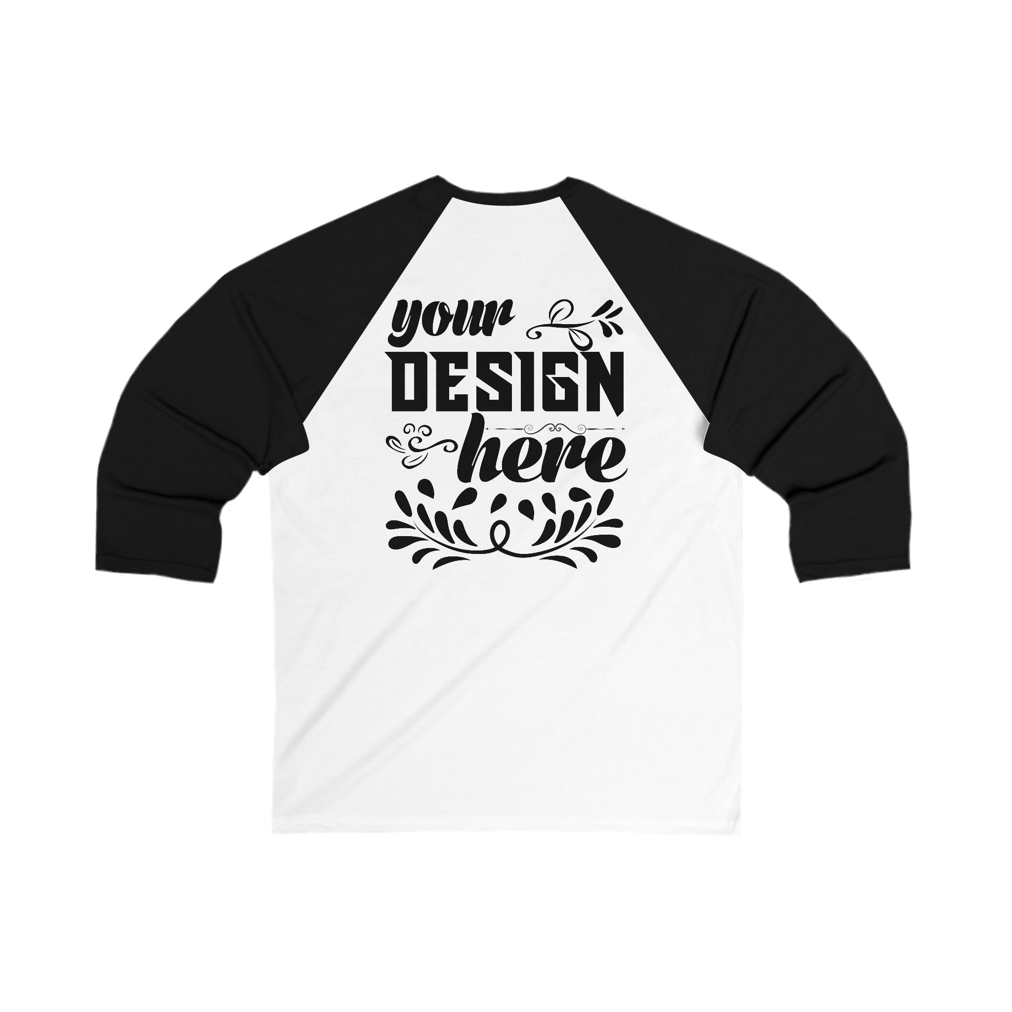 Customizable Bella+Canvas 3200 Unisex 3\4 Sleeve Baseball Tee Modern Fit