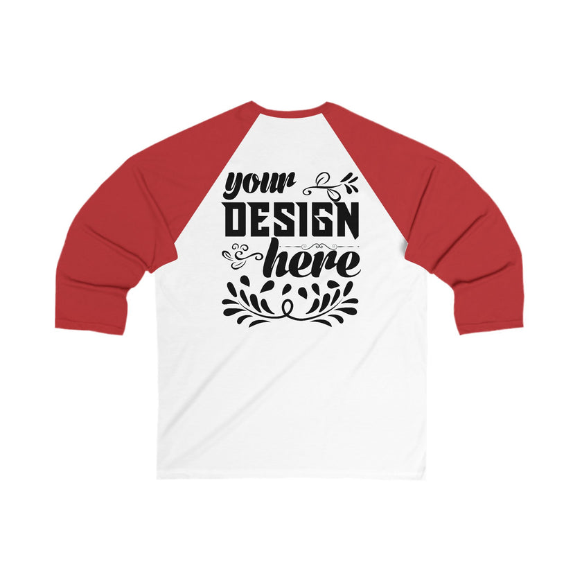 Customizable Bella+Canvas 3200 Unisex 3\4 Sleeve Baseball Tee Modern Fit