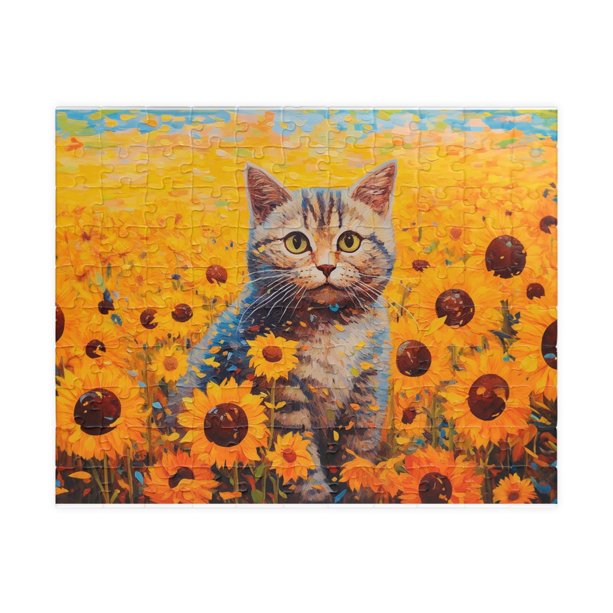 Generic Jigsaw Puzzle | Sunflower Cat Illustration Graphic Print
