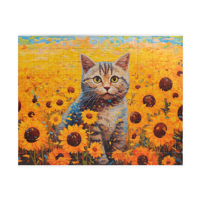 Generic Jigsaw Puzzle | Sunflower Cat Illustration Graphic Print