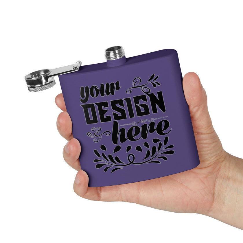 Customizable Polar Camel 6oz Stainless Steel Flask with UV DTF Print