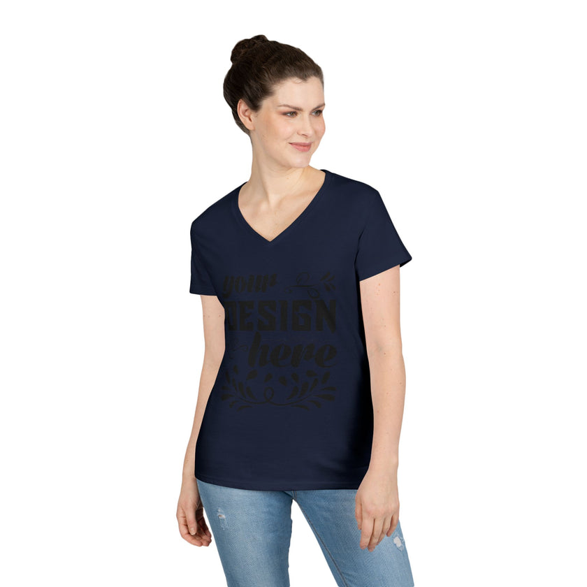 Customizable Gildan 5V00L Womens V Neck T Shirt Semi Fitted Cotton