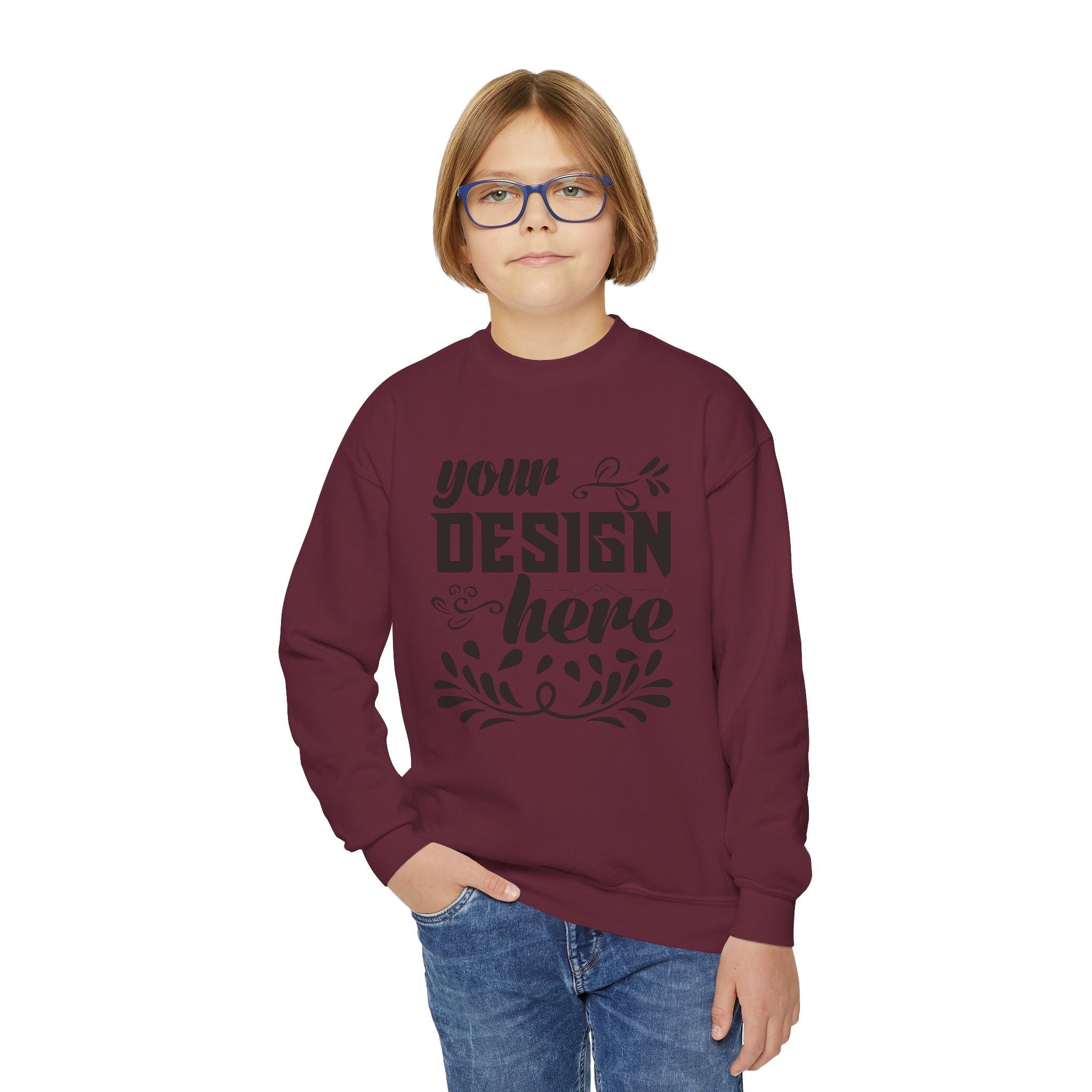 Customizable Gildan 18000B Youth Heavy Blend Crewneck Sweatshirt