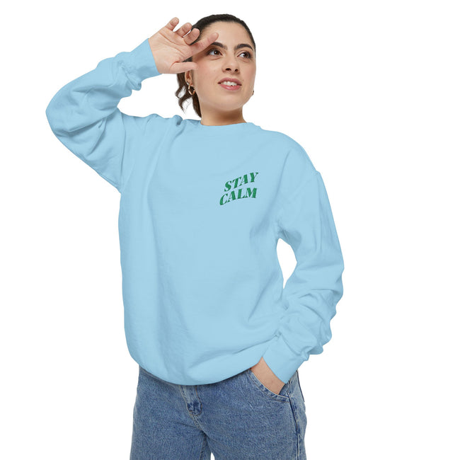 Comfort Colors 1566 Unisex Garment-Dyed Sweatshirt | Stay Calm Embroidery