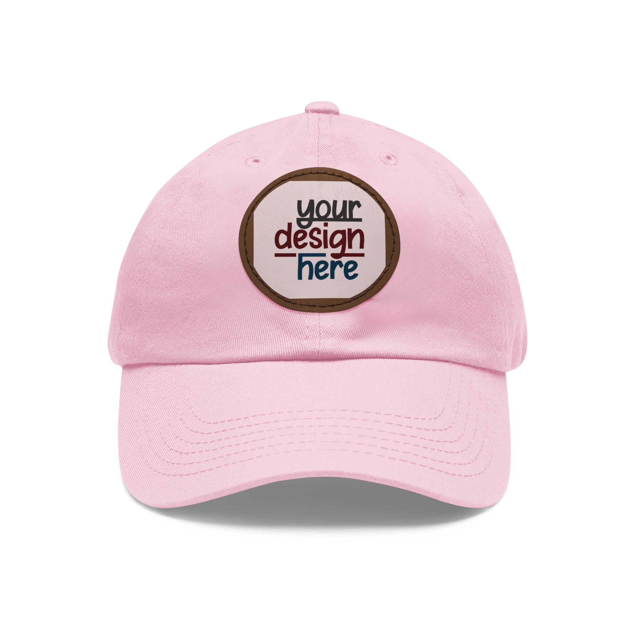 Customizable ValuCap VC300A Dad Hat with Round PU Leather Patch Front