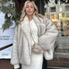 Nameria Faux Fur Mid Length Coat Extended Collar