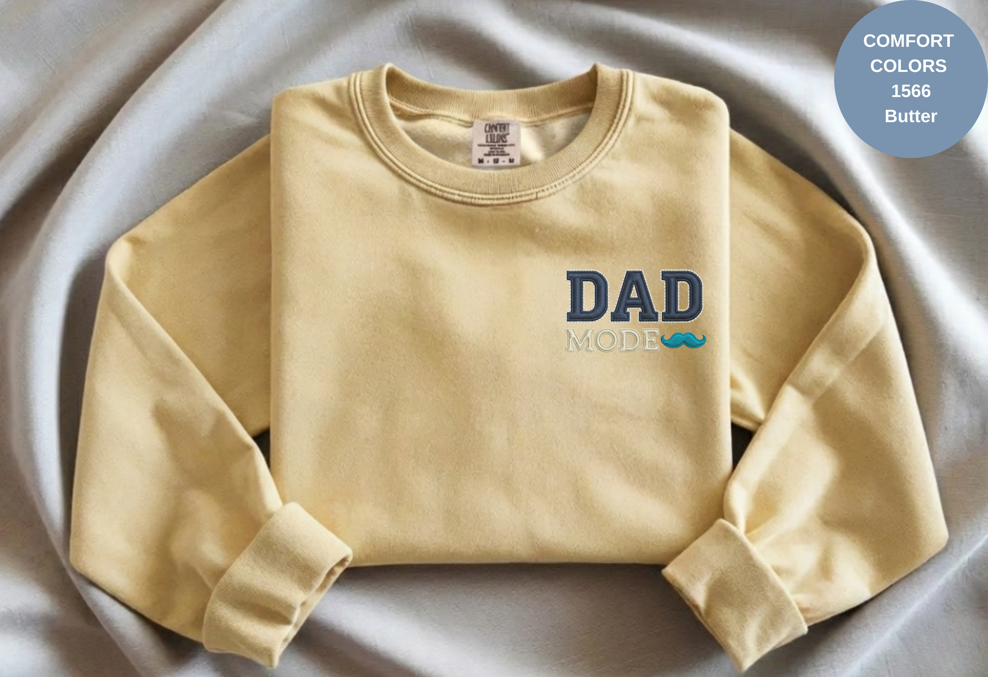 Unisex Garment-Dyed Sweatshirt with Dad Mode Embroidery