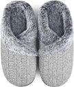 Women’s Fuzzy Memory Foam House Slippers – Indoor Outdoor Cozy Knit Slip-On with Plush Lining & Anti-Skid Rubber Sole