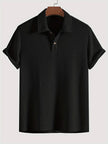Nameria Men's Lapel Rhombic Knit Short Sleeve Polo