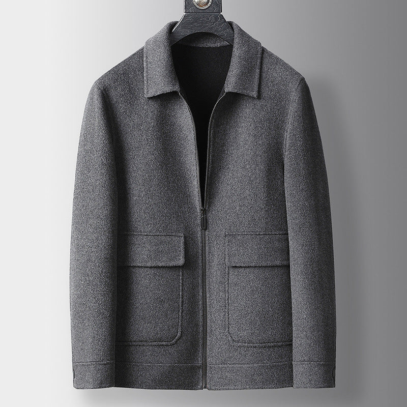 Nameria Mens Wool Jacket Coat Lapel Zip Tailored Fit