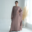 Nameria Womens Bat Sleeve Long Dress With Belt Crewneck