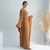 Nameria Womens Bat Sleeve Long Dress With Belt Crewneck