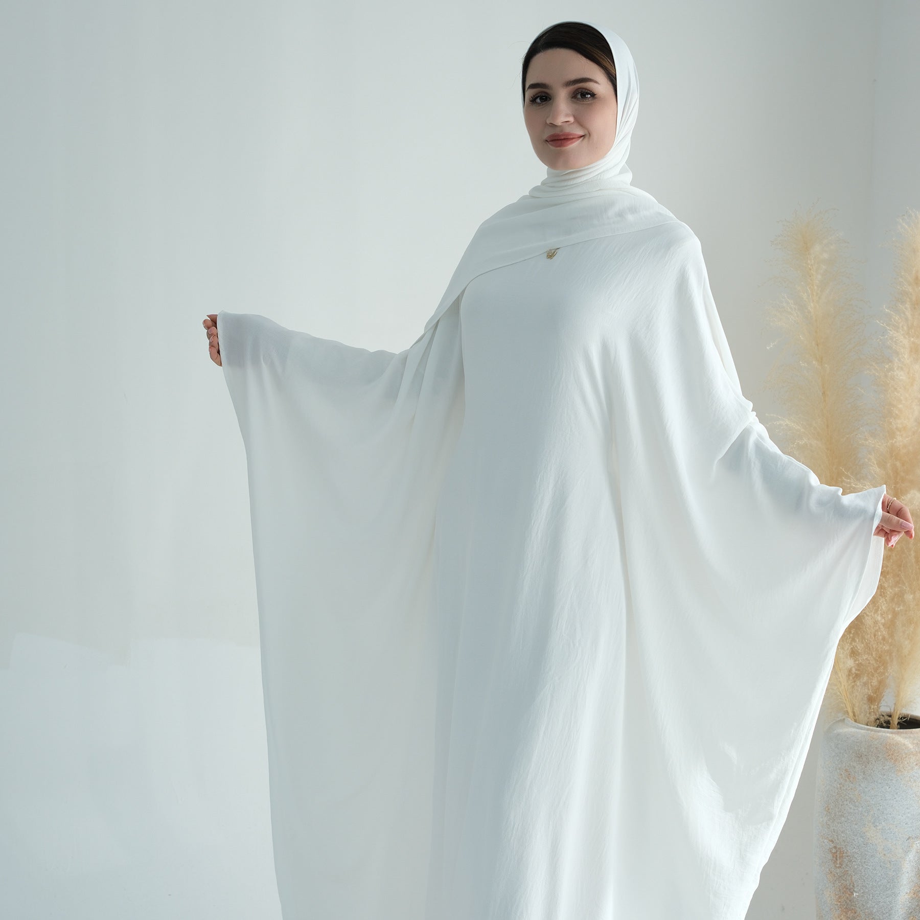 Nameria Womens Bat Sleeve Long Dress With Belt Crewneck