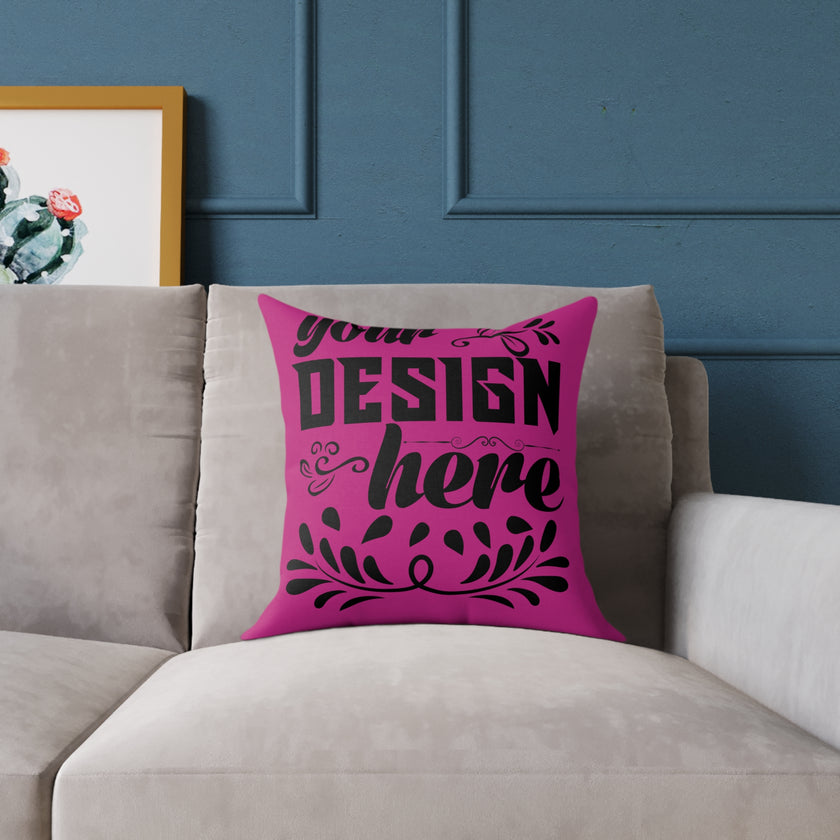 Customizable Square Poly Canvas Pillow with Insert Double-Sided Print