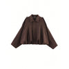 Nameria Suede Textured Lapel Bomber Jacket
