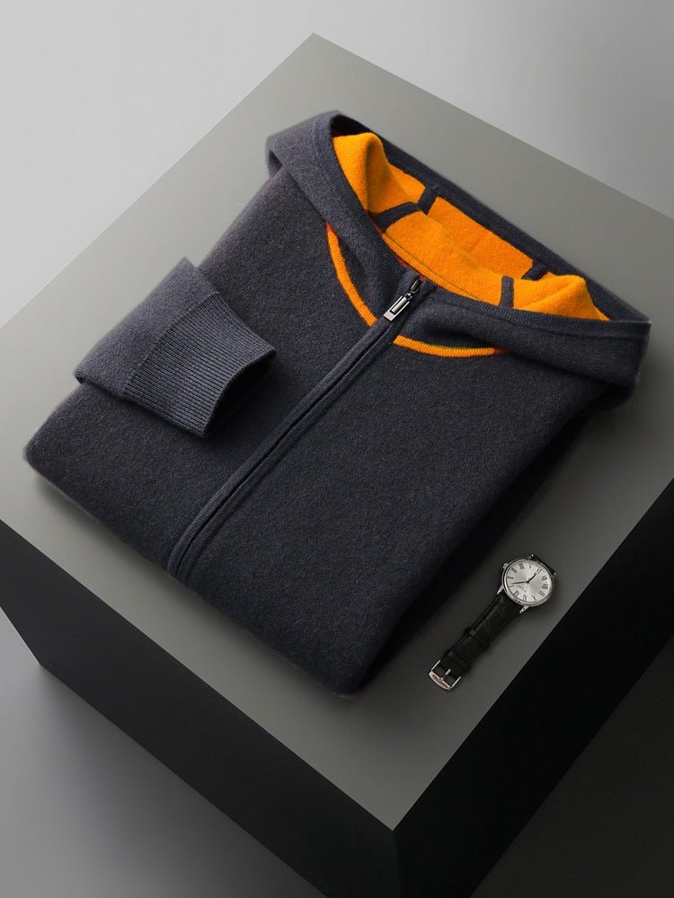 Nameria Hooded Cashmere Blend Zip Sweater Set Thick Knit