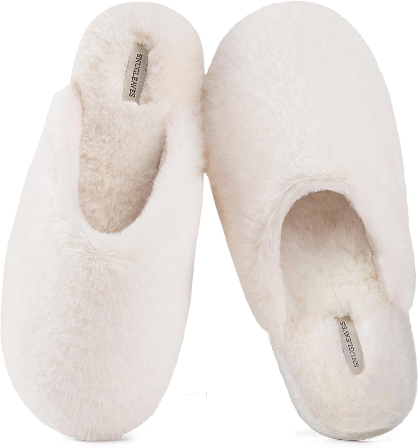 Women’s Plush Faux Fur Memory Foam Scuff Slippers – Cozy Indoor Slip-On House Shoes