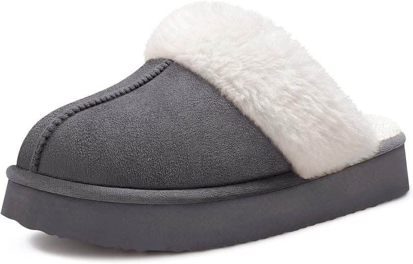 Women’s Cozy Memory Foam Winter House Slippers – Plush Lined Indoor Outdoor Slip-On