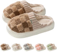 Checkered Slipper House Slippers for Women Men Plush Warm Fuzzy Slippers Flyffy Bedroom Shoes Indoor Slip On