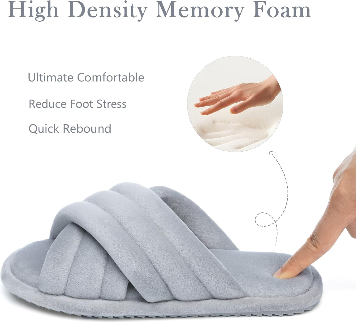 Cross Band Womens Slippers Indoor and Outdoor with Cozy Memory Foam Ladies House Slippers Shoes Slides Open Toe Cute Gifts for Women Her Mom Soft Slip on Slipper Black